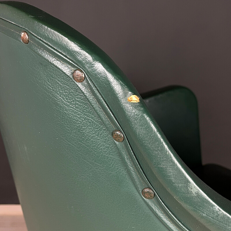 Silla de escritorio giratoria vintage en verde de Umberto Mascagni, Italia años 50