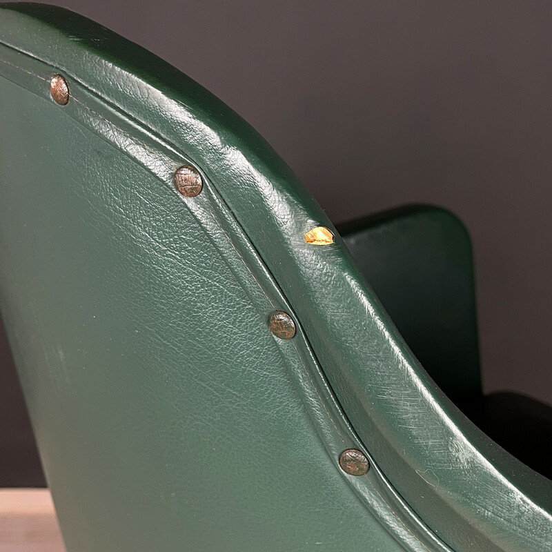 Vintage swivel desk chair in green by Umberto Mascagni, Italy 1950s