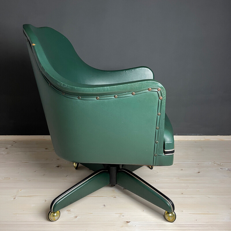 Vintage draaibare bureaustoel in groen van Umberto Mascagni, Italië 1950