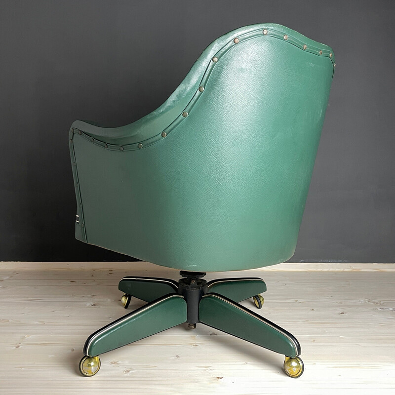 Vintage swivel desk chair in green by Umberto Mascagni, Italy 1950s