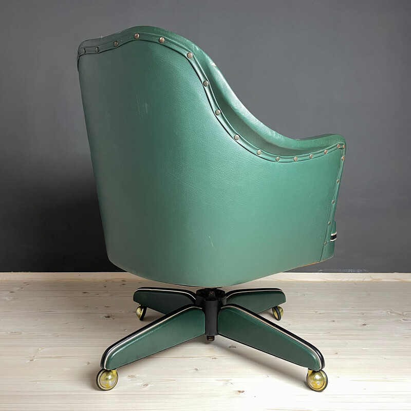 Vintage swivel desk chair in green by Umberto Mascagni, Italy 1950s