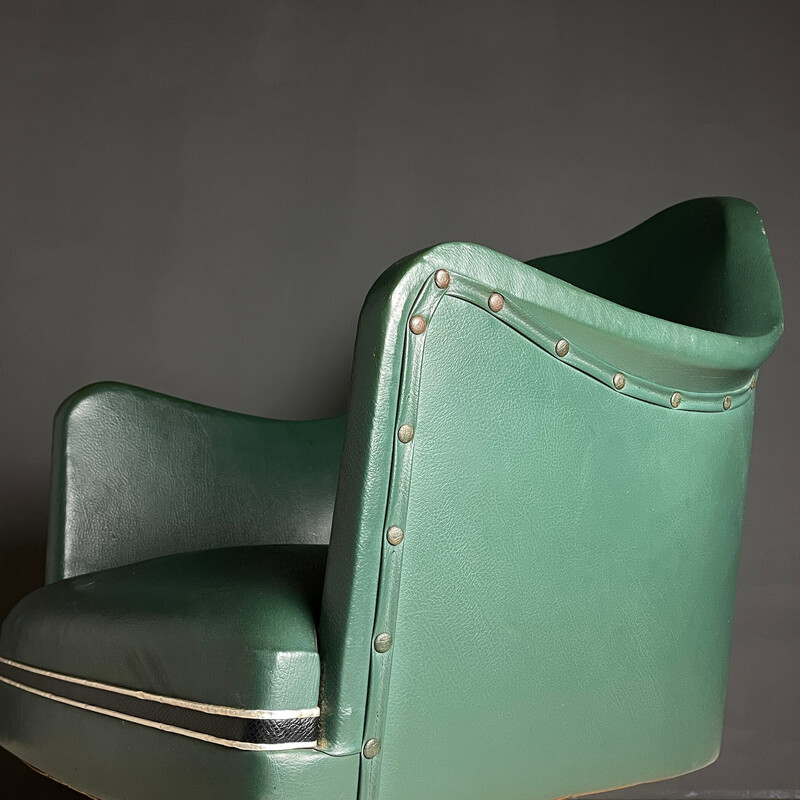 Vintage swivel desk chair in green by Umberto Mascagni, Italy 1950s