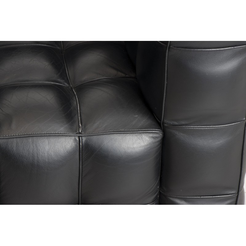 Black leather "Kubus" vintage armchairs, 1970