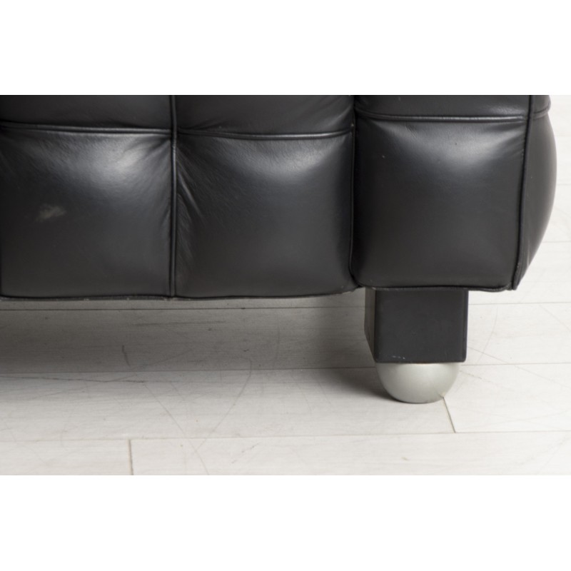 Black leather "Kubus" vintage armchairs, 1970