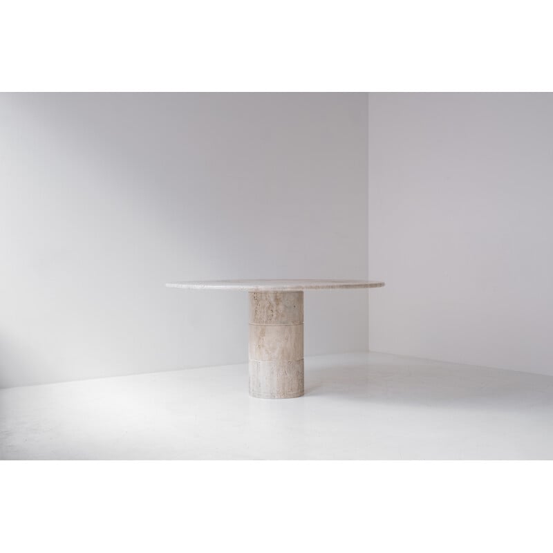 Vintage travertine dining table by Up and Up, Italy 1970s