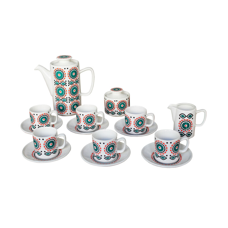 Vintage retro ceramic tea set, Czech 1960