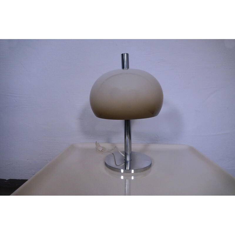 Mushroom shaped table lamp in chrome plated and plastic shade - 1970s