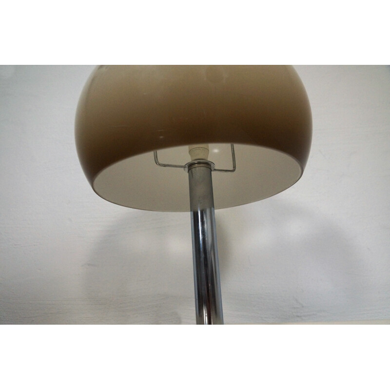 Mushroom shaped table lamp in chrome plated and plastic shade - 1970s