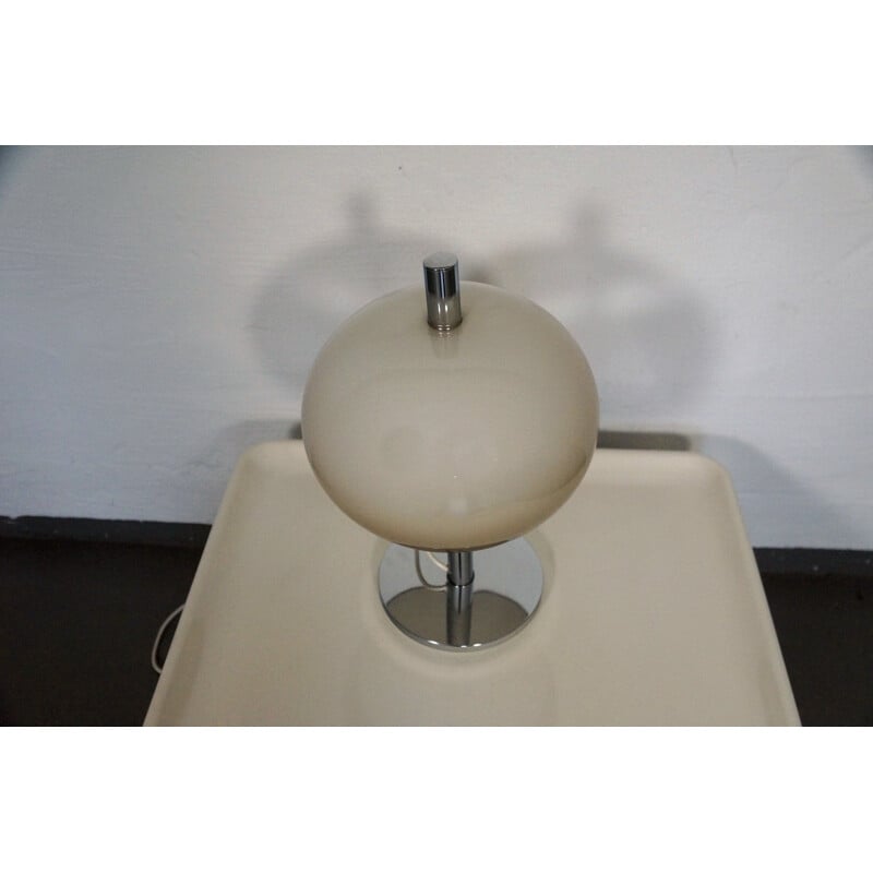 Lampe de table champignon chromée avec abat-jour en plastique - 1970