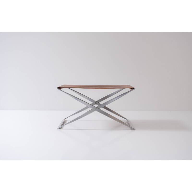 Vintage Pk 91 folding stool by Poul Kjærholm for E. Kold Christensen, Denmark 1961