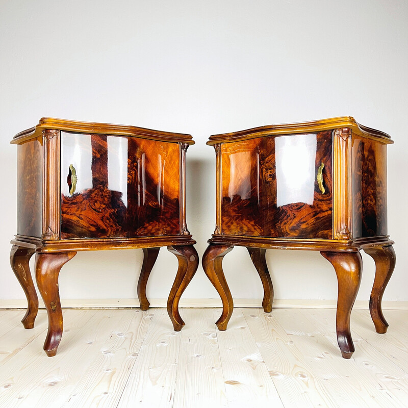 Pair of vintage wood night stands, Italy 1960s