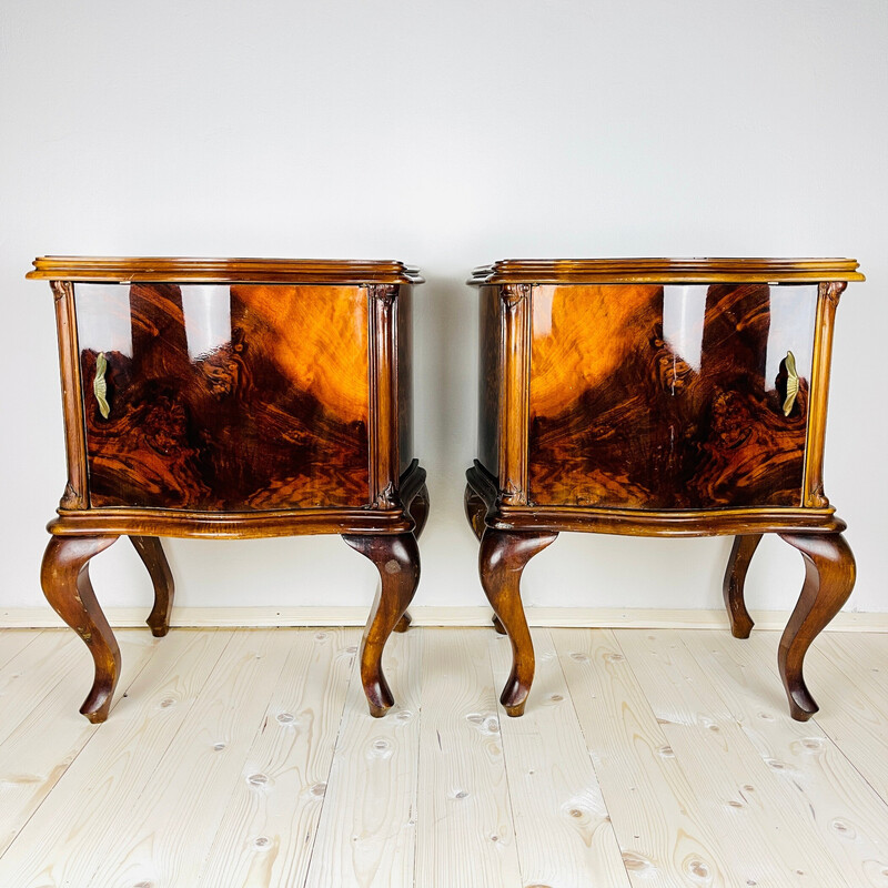 Pair of vintage wood night stands, Italy 1960s