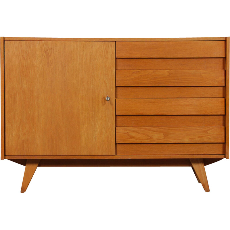 Vintage oakwood chest of drawers model U-458 by Jiri Jiroutek for Interier Praha, 1960