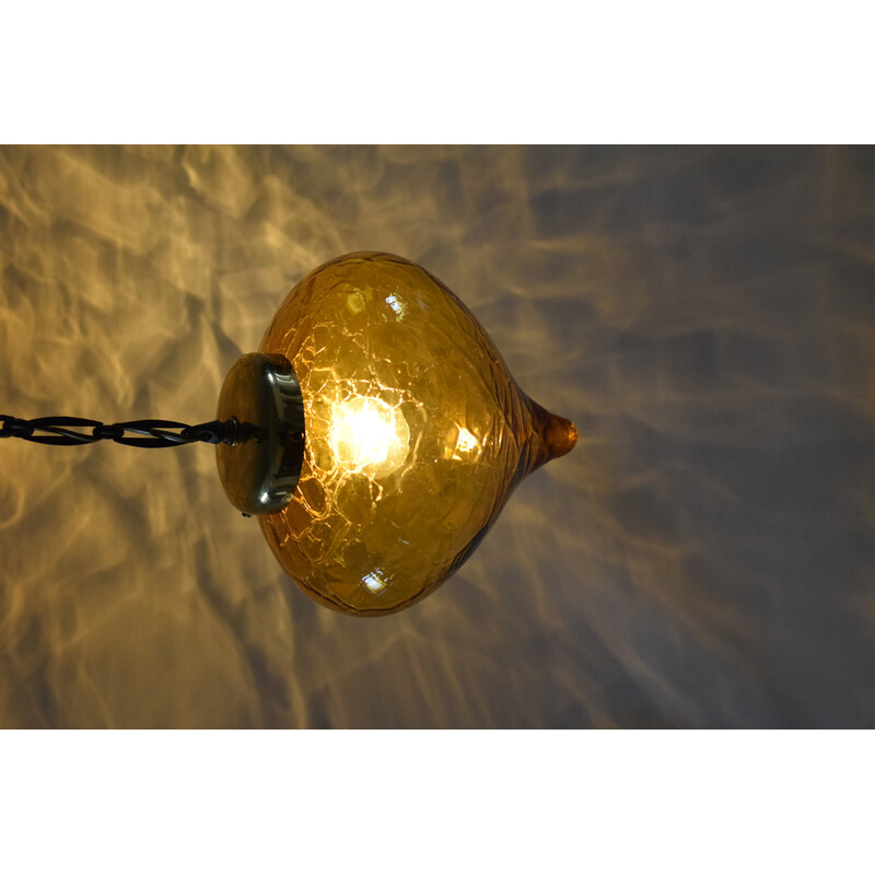 Vintage pendant lamp with a frosted glass shade, 1970s