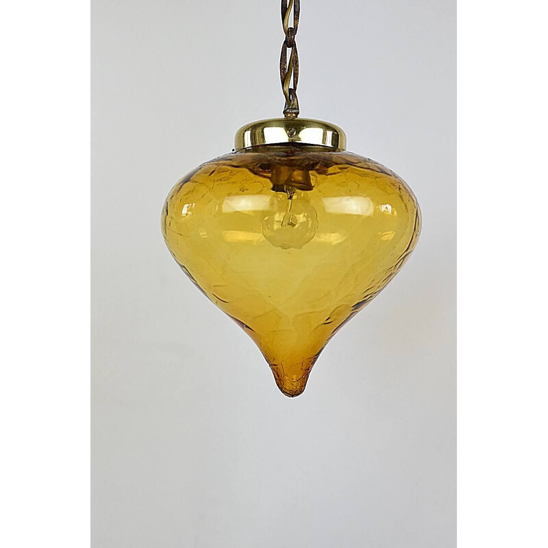 Vintage hanglamp met matglazen kap, 1970