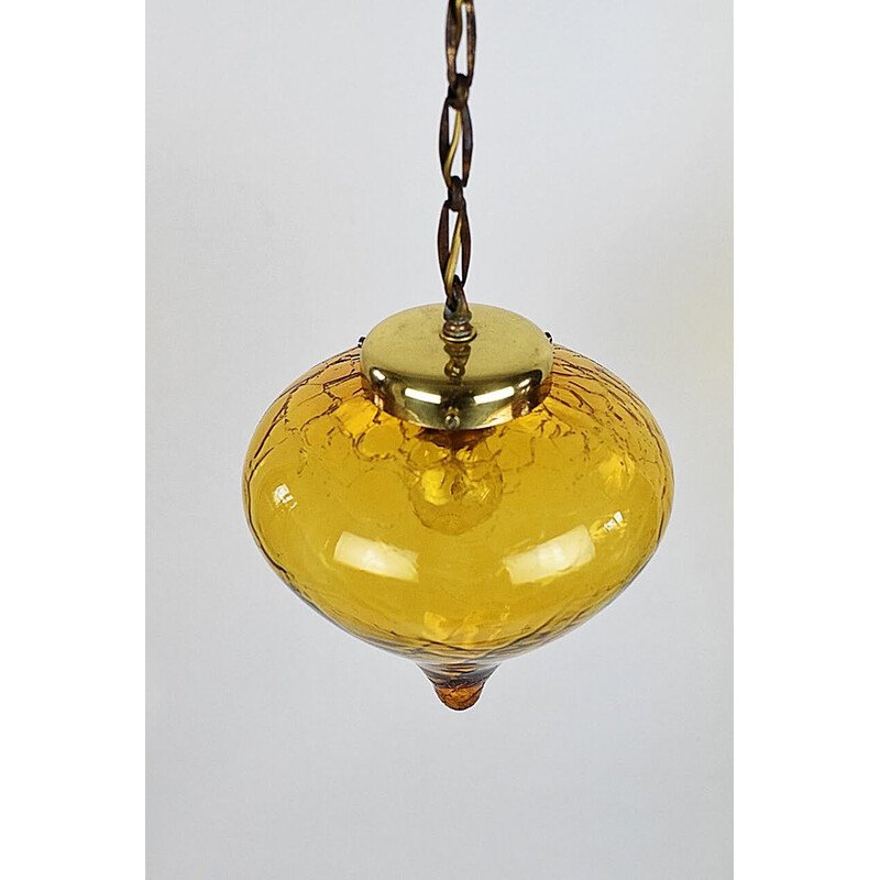 Vintage pendant lamp with a frosted glass shade, 1970s