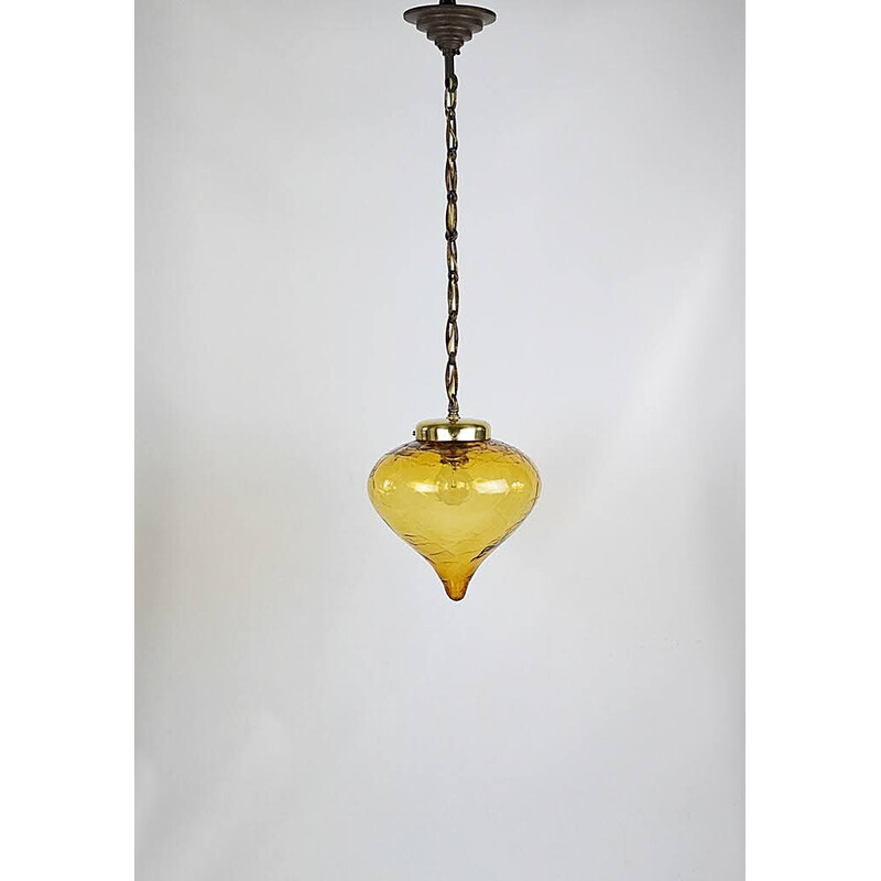 Vintage hanglamp met matglazen kap, 1970