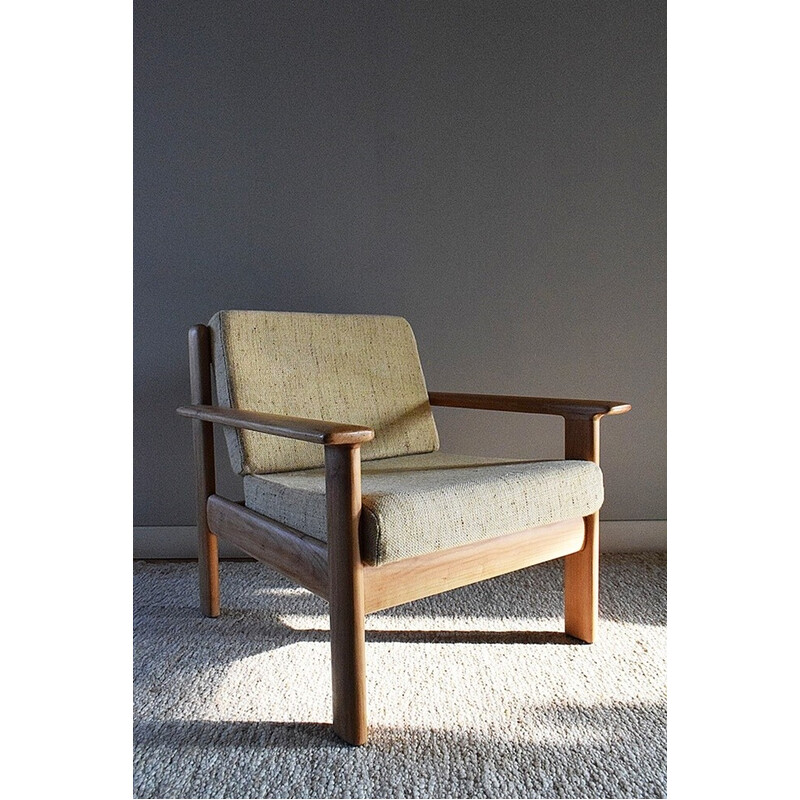 Vintage teak and wool armchair by Walter Knoll, 1960s
