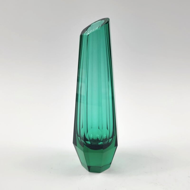 Vase vintage Art déco en verre par Josef Hoffmann pour Moser, Tchécoslovaquie 1930