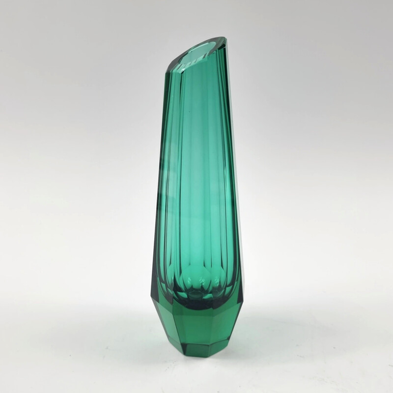 Vintage Art Deco glass vase by Josef Hoffmann for Moser, Czechoslovakia 1930