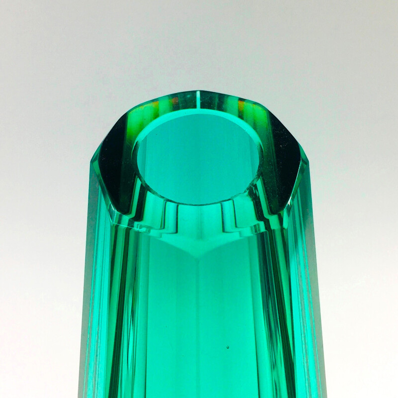 Vintage Art Deco glass vase by Josef Hoffmann for Moser, Czechoslovakia 1930
