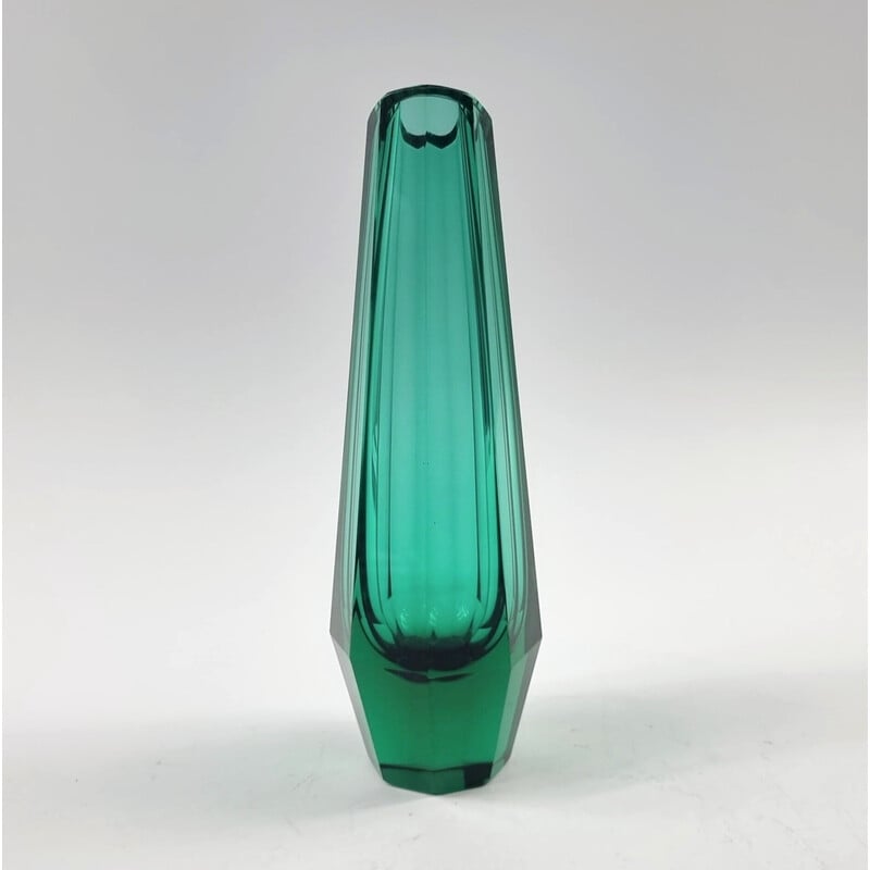 Vintage Art Deco glazen vaas van Josef Hoffmann voor Moser, Tsjechoslowakije 1930