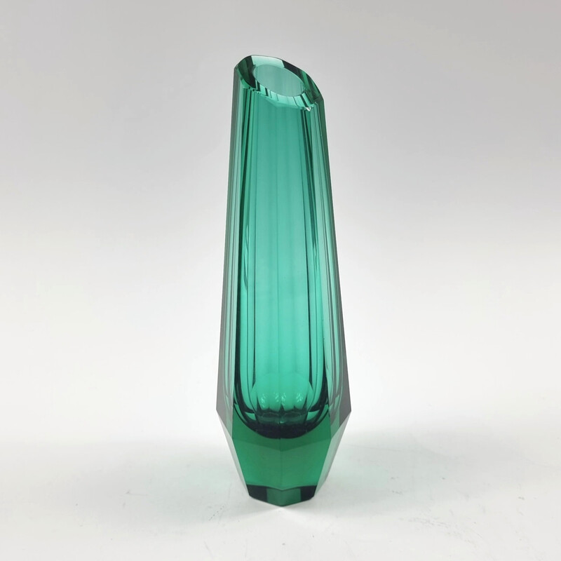 Vintage Art Deco glass vase by Josef Hoffmann for Moser, Czechoslovakia 1930