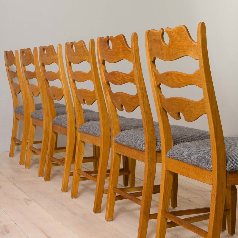 6 Vintage eiken stoelen van H. Kjærnulf voor Eg Kvalitetsmøbler, Denemarken 1960