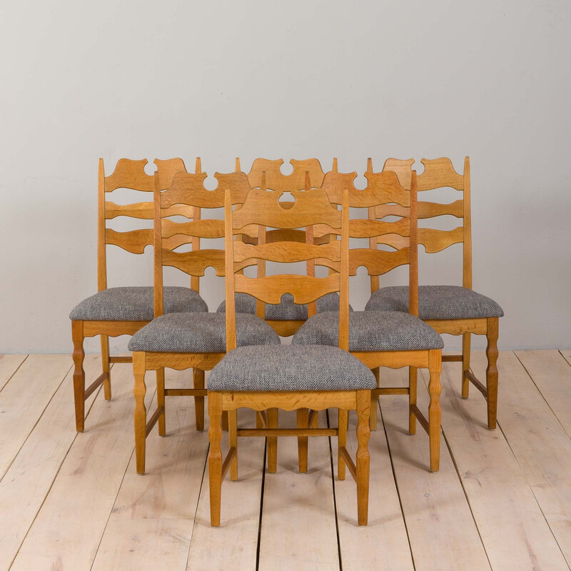 6 Cadeiras de carvalho vintage de H. Kjærnulf para Eg Kvalitetsmøbler, Dinamarca 1960