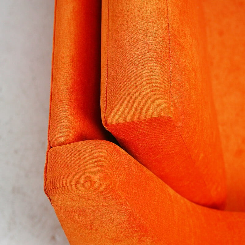 3-seater lounge bright orange sofa - 1970s