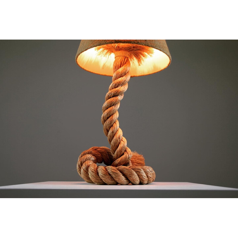Vintage rope and burlap lamp by Audoux and Minet, France 1950s