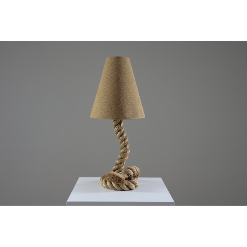 Vintage rope and burlap lamp by Audoux and Minet, France 1950s