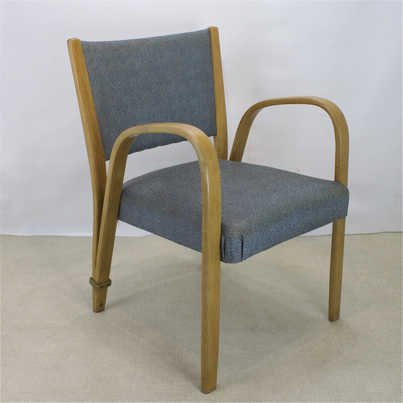 Vintage Bridge Bow Wood armchair for Hugues Steiner, 1950