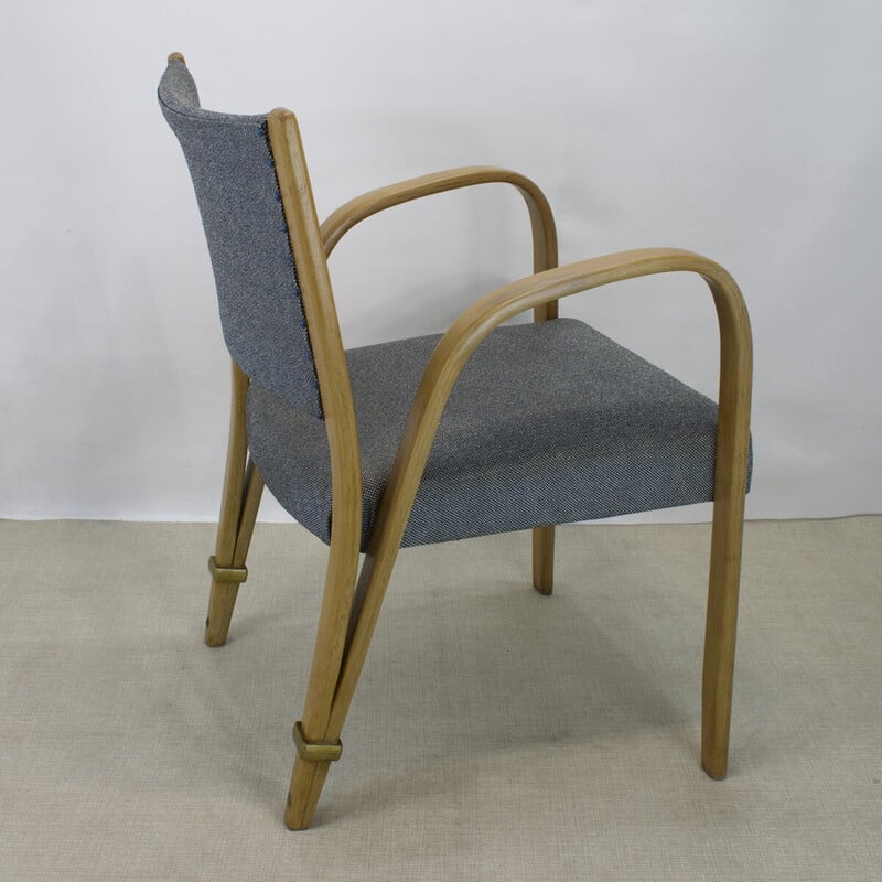 Vintage Bridge Bow Wood armchair for Hugues Steiner, 1950