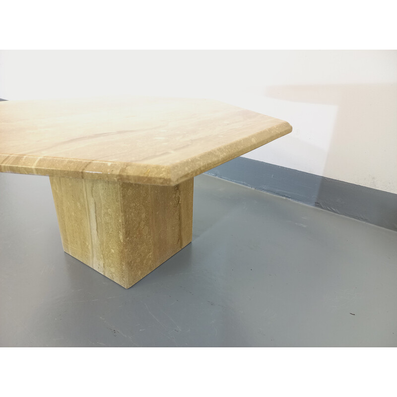 Vintage travertine hexagonal coffee table, 1970-1980