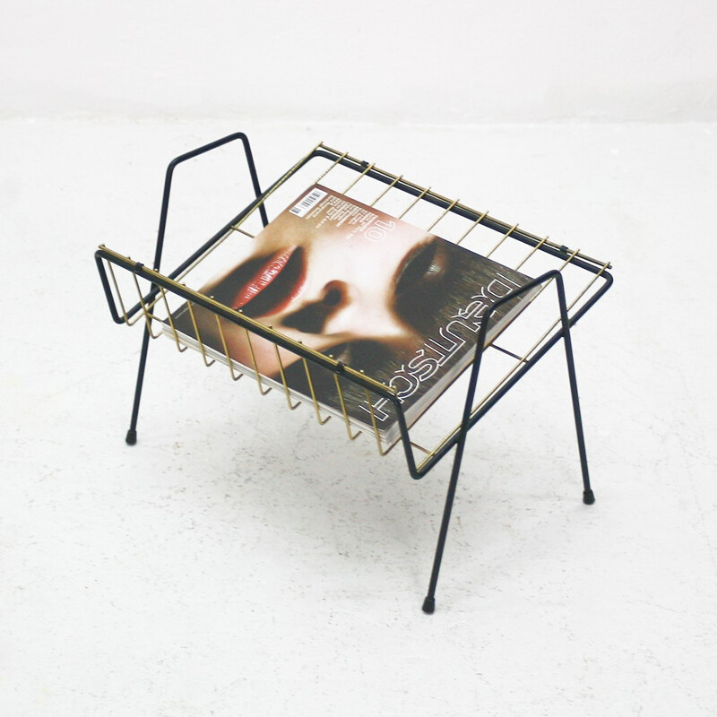 Vintage brass magazine rack - 1950s