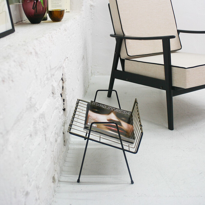 Vintage brass magazine rack - 1950s