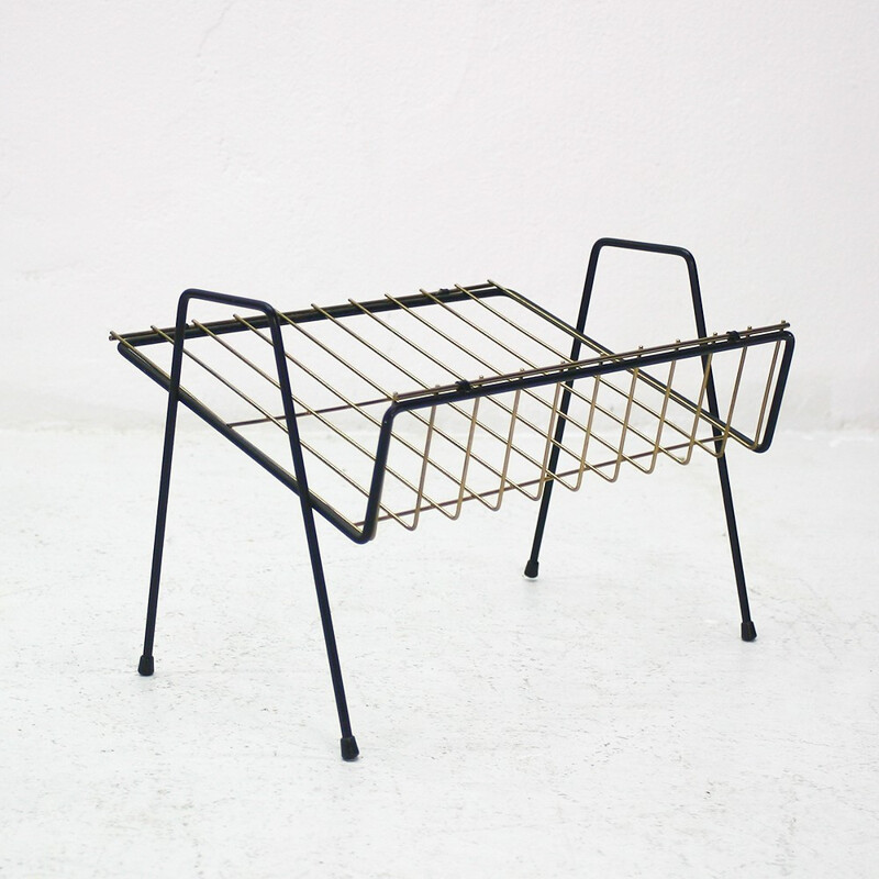 Vintage brass magazine rack - 1950s