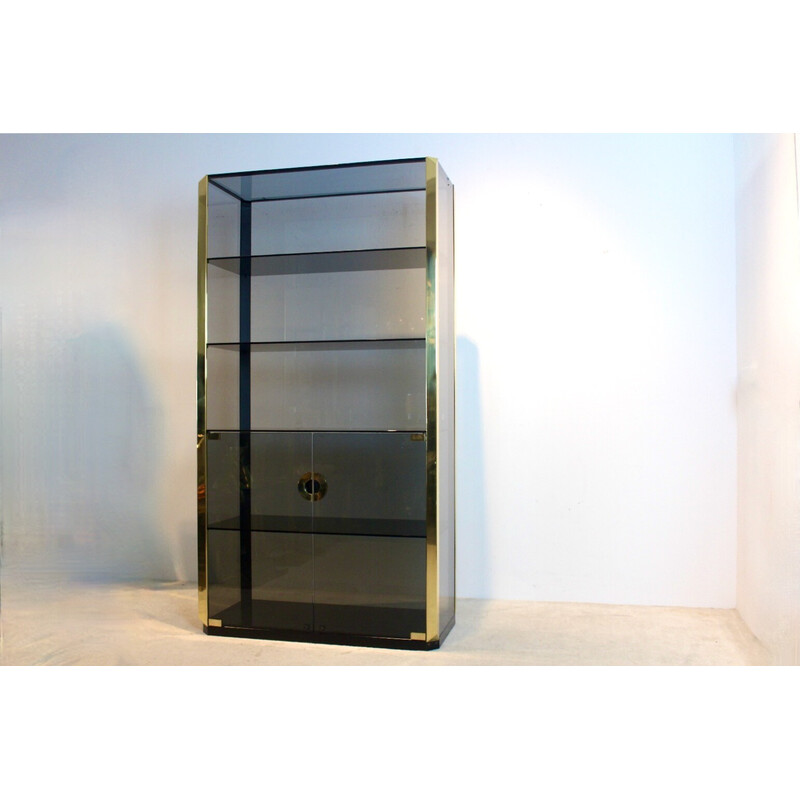 Vintage smoked glass display cabinet for Mario Sabot, 1970