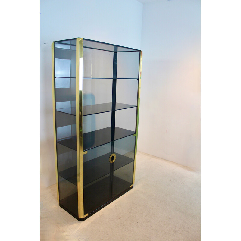 Vintage smoked glass display cabinet for Mario Sabot, 1970