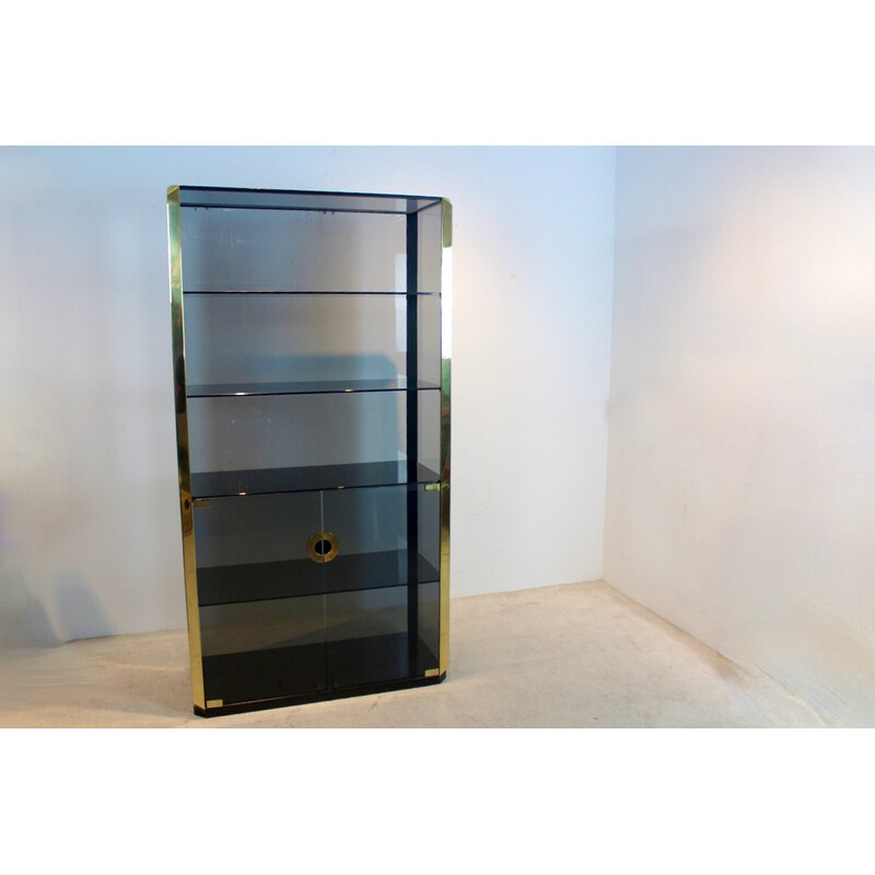 Vintage smoked glass display cabinet for Mario Sabot, 1970