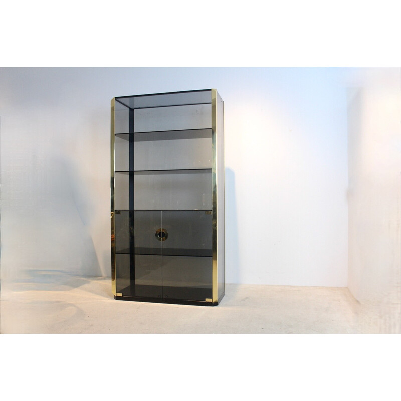 Vintage smoked glass display cabinet for Mario Sabot, 1970