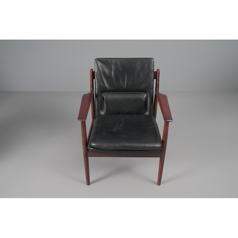 Set of 12 vintage leather dining chairs by Arne Vodder for Sibast Furniture, 1960s