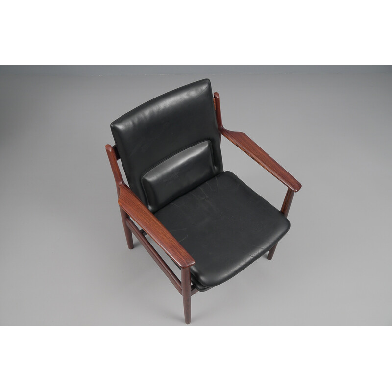Juego de 12 sillas de comedor vintage de piel de Arne Vodder para Sibast Furniture, años 60
