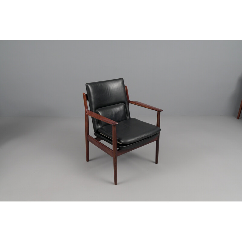 Satz von 12 Vintage-Leder-Esszimmerstühlen von Arne Vodder für Sibast Furniture, 1960er Jahre