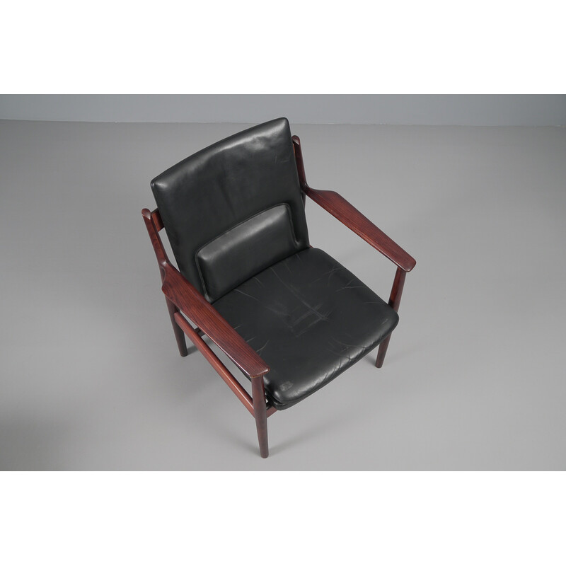 Satz von 12 Vintage-Leder-Esszimmerstühlen von Arne Vodder für Sibast Furniture, 1960er Jahre