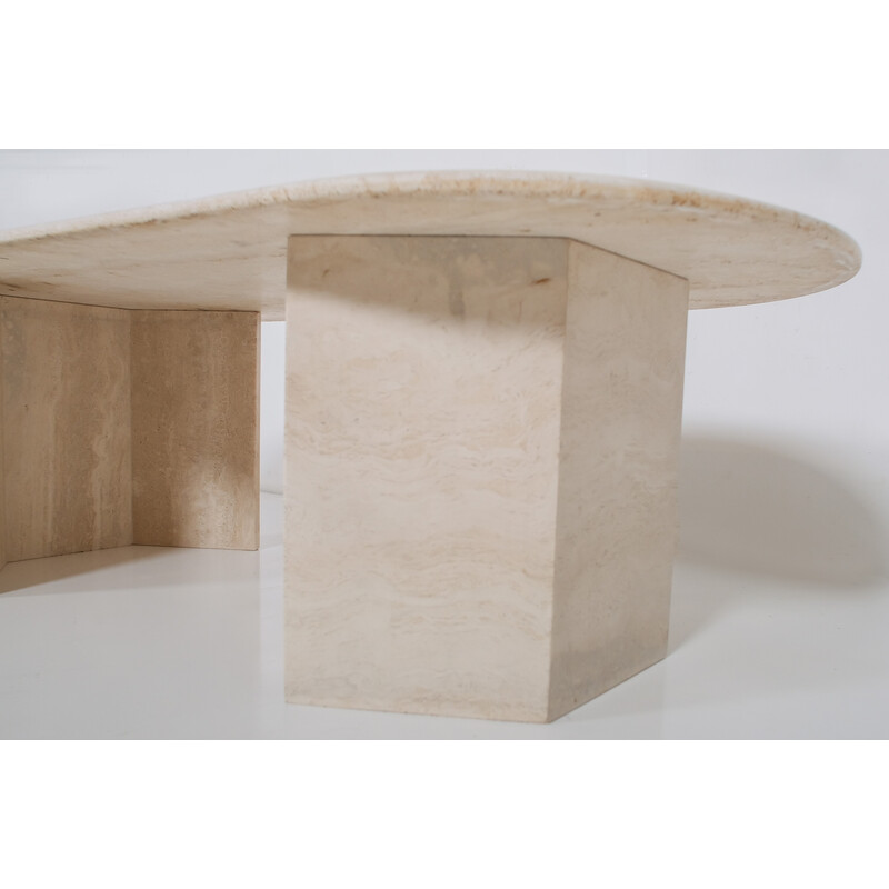 Vintage oval travertine coffee table, 1970