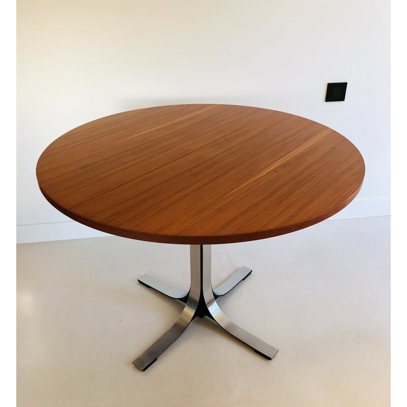 Table relevable vintage en teck d'Osvaldo Borsani pour Tecno, Italie 1970