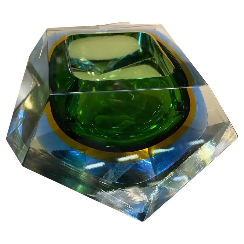 Vintage Space Age Sommerso Murano glass ashtray by Seguso, 1970s