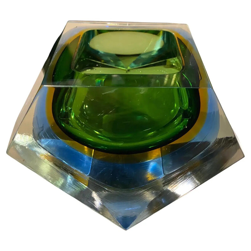 Vintage Space Age Sommerso Murano glass ashtray by Seguso, 1970s